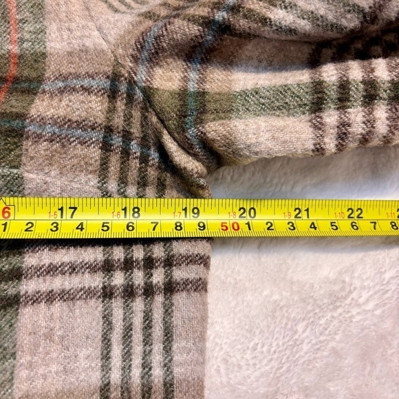 Vintage Evan Picone Top Sz 6 Wool Blend Snap-Up Plaid Tan Brown Long Sleeves - Picture 12 of 14